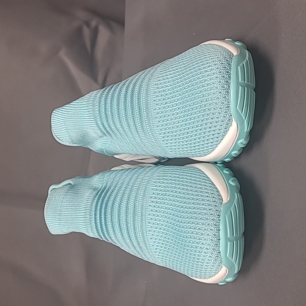 Stq Slip on Breathable Mesh Walking Sneakers, Light Blue, Size 6